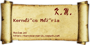 Kernács Mária névjegykártya